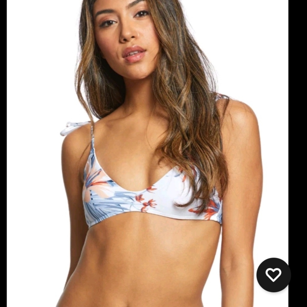 L space‎ Rocky Floral Triangle Bikini Top Medium White